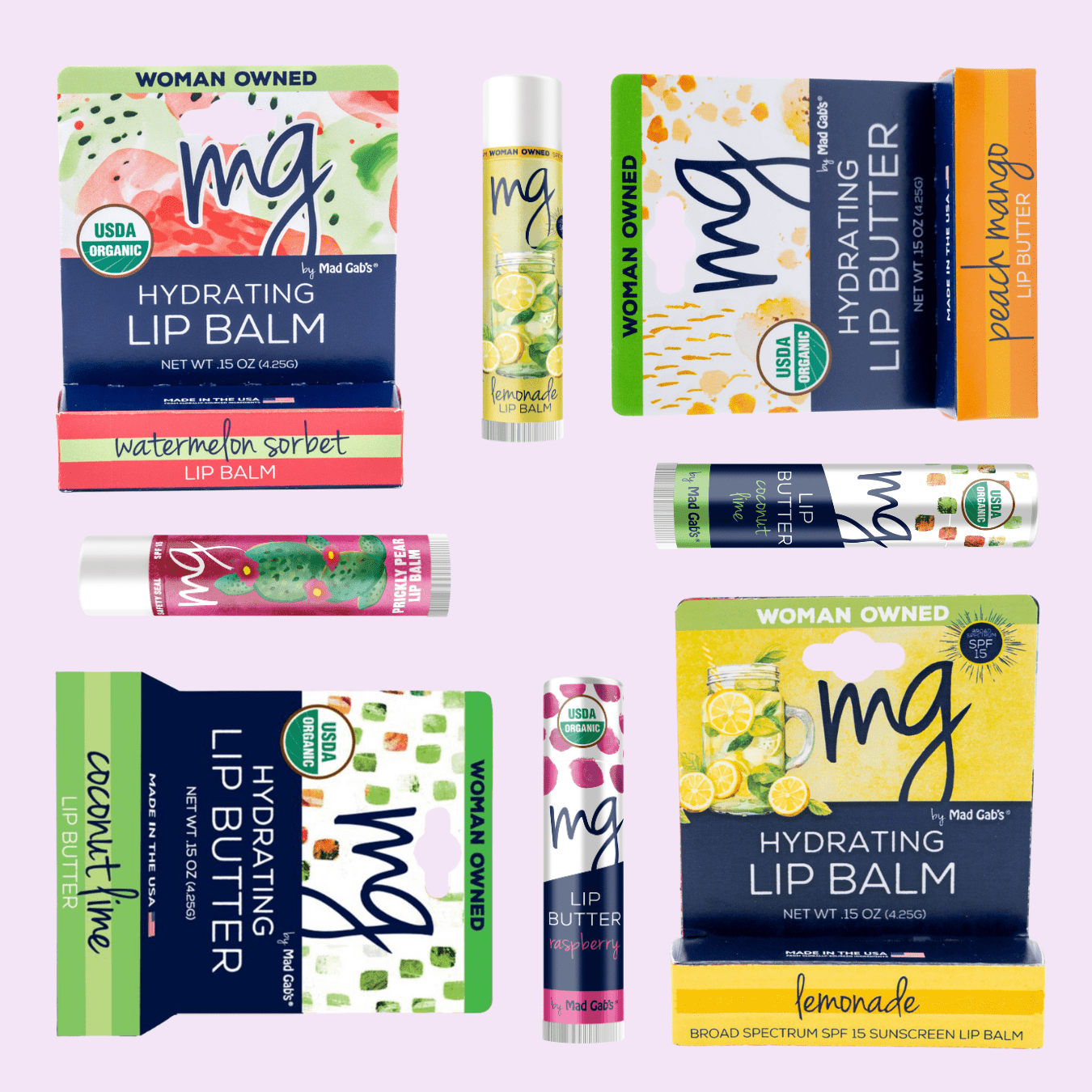 Mad Gab's MG Signature line of lip balms collage