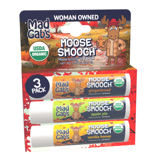 3pk Fall Moose Smooch Lip Balm Assorted Pack - Gingerbread, Vanilla Honey and Apple Pie