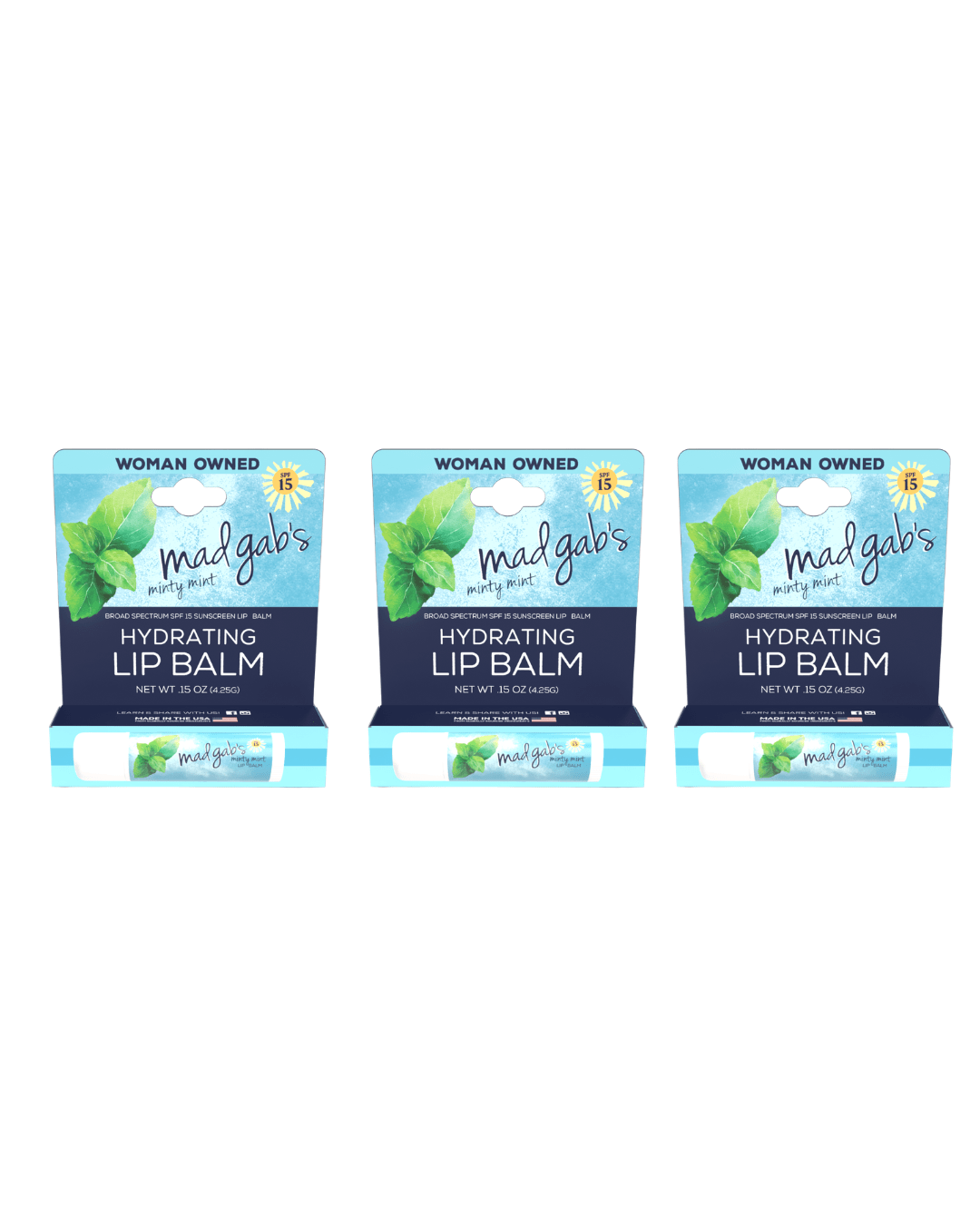 Minty Mint SPF 15 Lip Balm (3 pack)