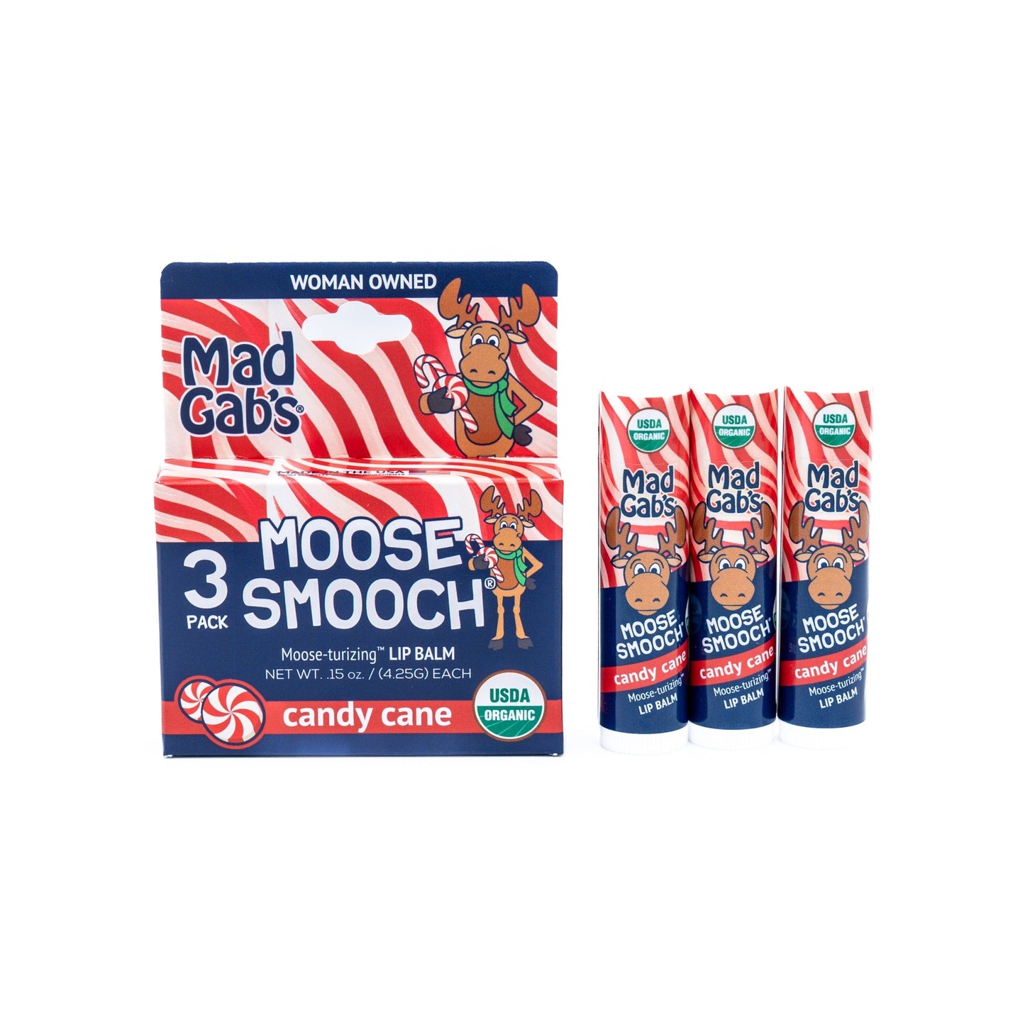 Moose Smooch Candy Cane Holiday Lip Balm