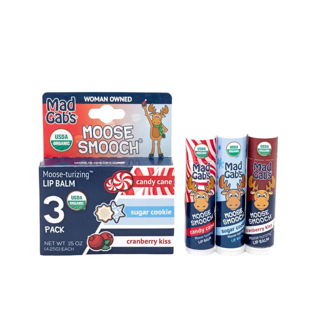3pk Moose Smooch Holiday Lip Balm Assorted Pack-(with Cranberry Kiss!)