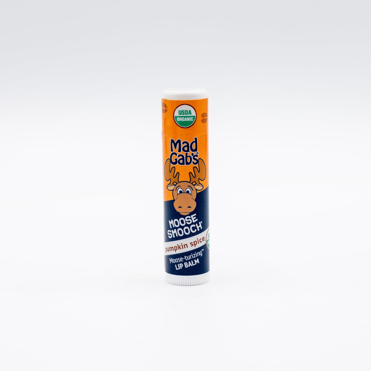 Single tube of Mad Gab's pumpkin spice moose smooch lip balm
