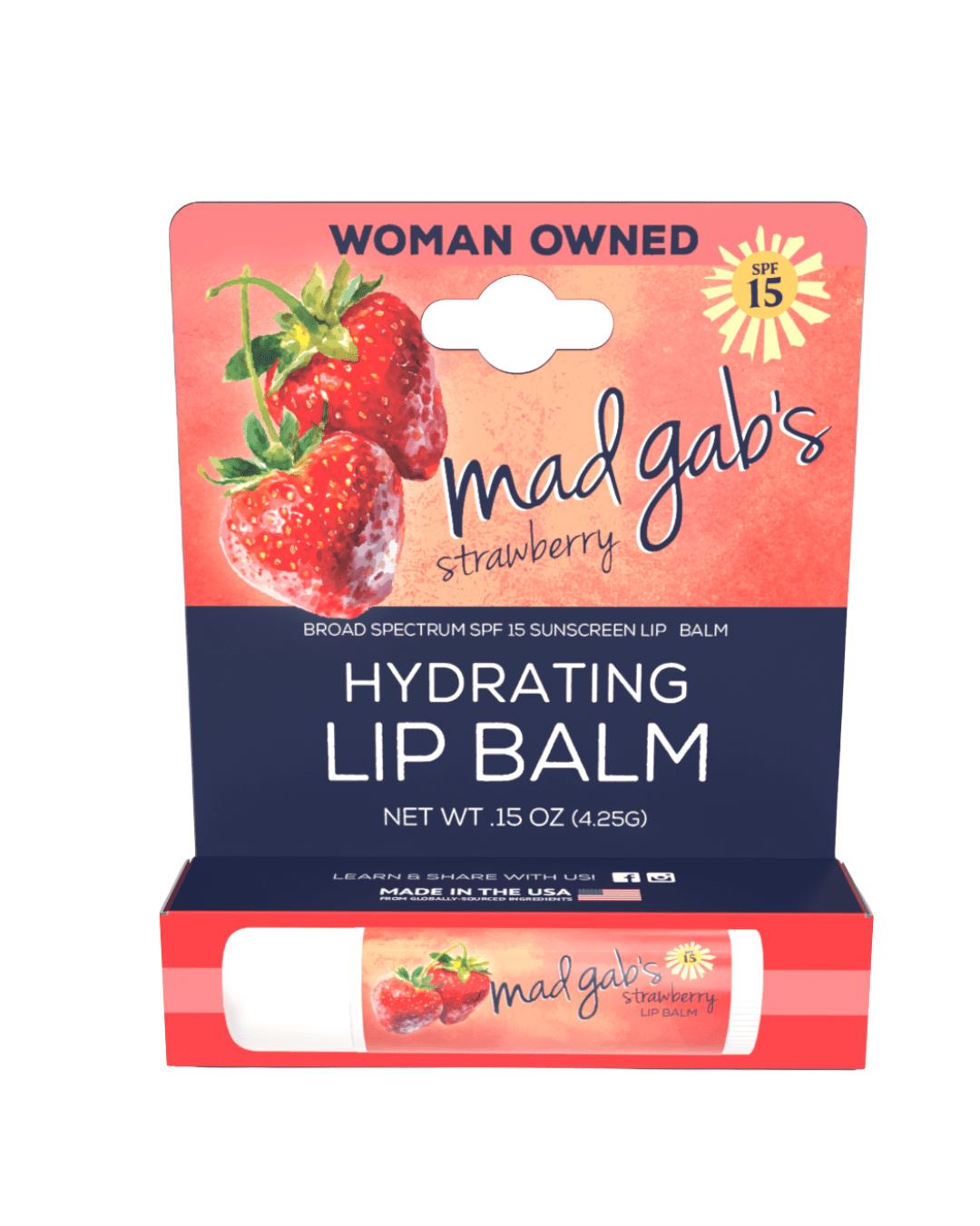 Strawberry SPF 15 Lip Balm (3 pack)
